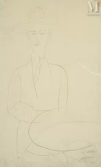 Amadeo MODIGLIANI (Livourne 1884 - Paris 1920)-Portrait d'Abdul Wahab assis devant un guéridon, 1916-img1