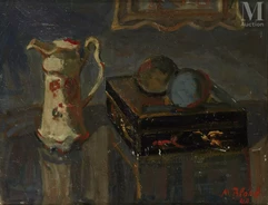 Maurice BLOND (Lodz 1899 - Clamart 1974)-Pot, boite en laque et pelote de laine-img1